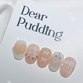 [Handmade Nail Tips] Warm Heart Nail Tips - Short Grass / [수제네일팁] 웜하트 네일팁 - 숏풀
