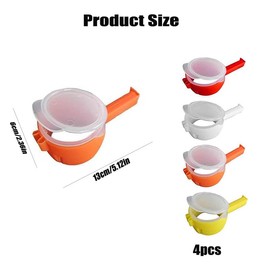 4Pcs Food Clip Set with Pour Spout,Bag Clips with Pour Spout,Sealing Clips with,Reusable Plastic Cap Sealer,Reusable Food Storage,Sealing Clip Set for Food Storage (B)