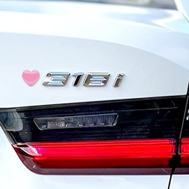 YGMONER Heart Metal Car Emblem Stickers (4-Pack) - 1.1" Chrome Pink Adhesive Badges for Auto Exterior, Truck Tailgate, Vehicle Number Decoration - Wat
