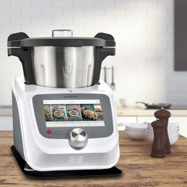 Gleitbrett aus Acryl | schwarz glänzend | 37x27cm für Monsieur Cuisine Smart | Connect und weitere Küchengeräte | mit hochwertigen Teflongleitern für müheloses Verschieben | Made in Germany