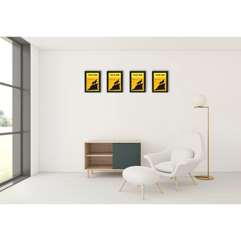 ReqiHome 4 Packs,Theatre bill Frame with Real Glass,Black Theatre Frame,Holds