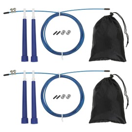 PATIKIL Speed Jump Rope, 2 Set Adjustable Speed Skipping Rope Tangle-Free Fast Jump Rope with Storage Bag and Spare Parts for Fitness Training, Blue