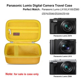 Elonbo Carrying Case for Panasonic Lumix LX10/ LX100/ ZS60/ ZS70/ ZS80/ ZS200/ ZS100 4K Digital Camera, Vlogging Camera Travel Bag Storage Cover, Mesh Pocket fits Battery Charger. Yellow