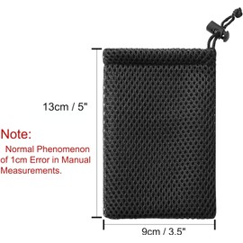 tatoko 5pcs Nylon Mesh Drawstring Bag, 5 x 3.5 Inch Small Storage Pouch String Bags for Mini Stuff MP3 Charger Earphone Key, Travel Kit Organizer for Lipstick Cosmetic Jewelry, Black