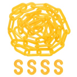 M METERXITY Plastic Barriers Chain, 5Ft Length Yellow Plastic Waterproof Safety Chain Link with S-Shaped Buckle for Crowd Control/Elevator/Parking/Driveway, Caution Barriers Link