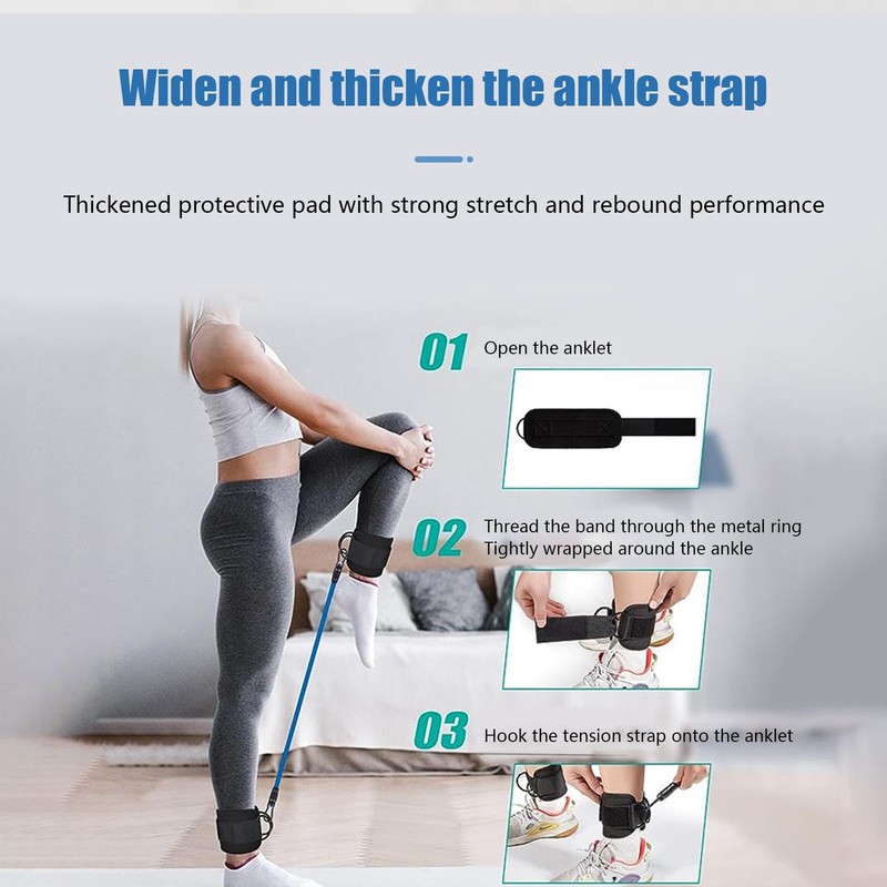 Ankle Resistance Bands with Cuffs - Ankle Band Cuff Set