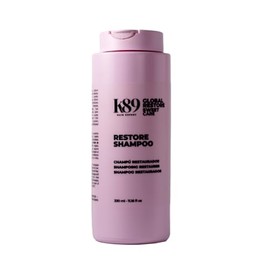 K89 Hair Experts – Global Restore Shamphoo. Shamphoo de Reestructuración e Hidratación profunda que Restaura y fortalece el cabello desde la raíz, enriquecido con Queratina Hidrolizada 330ml.