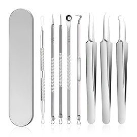 Medical Grade Blackhead Extraction Tool Kit, Stainless Steel Blackhead Remover Tool Kit, Acne Needle Set, Pimple Extractor (Content 8-Piece Set)