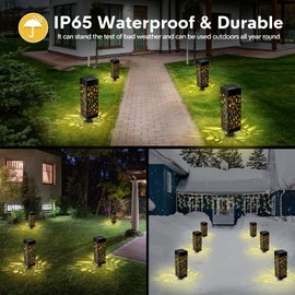 Chedin Solarlampen für Außen Garten,6 StüCk Wasserdicht Solarleuchten für Außen, Auto EIN/AUS Led Solar Fackeln beleuchtung Gartenleuchten, Balkon,Gärten,Pfad, Rasenflächen