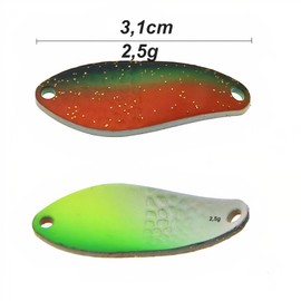 UV Active Spoons Trout Set Ultra Light (Choice of 2.5 g / 1.7 g) Fishing Accessories Trout Bait Spoons Set Spoon Set for Trout Fishing Spoons (2.5 g, 3 cm)