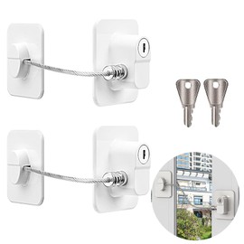 Pack of 2 ABS Fridge Lock for Child Lock, Cupboard Doors, No Drilling, Child Lock, Fridge Closer Lock for Cupboard (White)