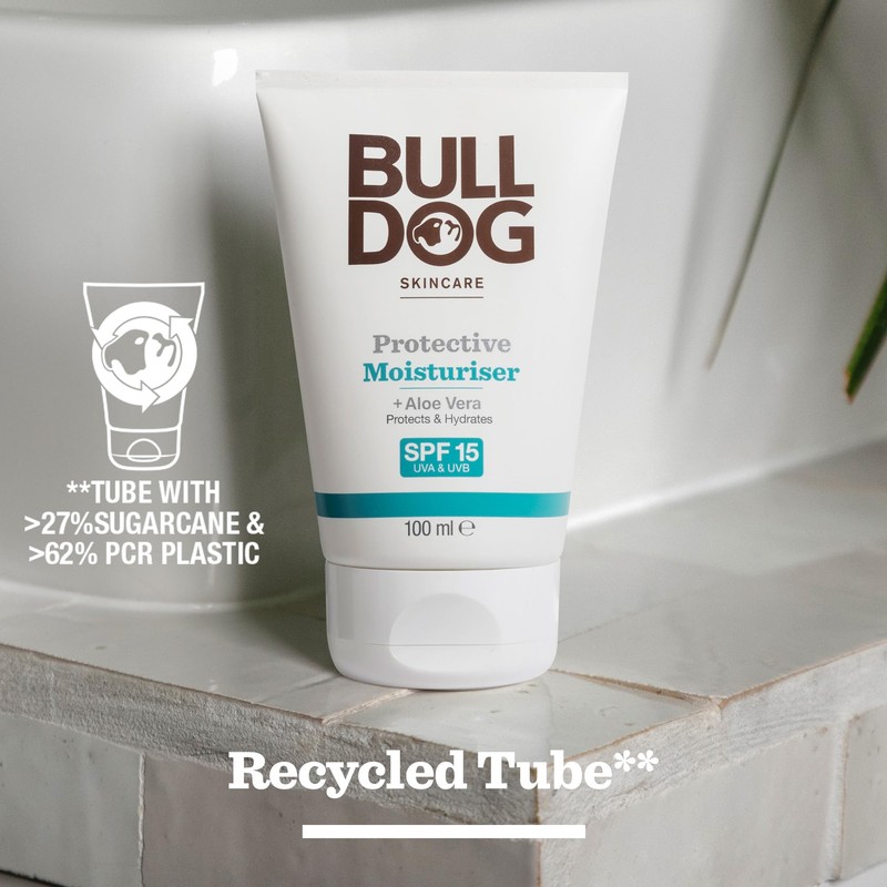 BULLDOG SKINCARE Protective Moisturiser SPF 15 100ml, Enriched with Aloe