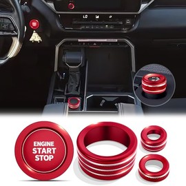 Polodunn Polodunn Knob Cover Accessories for Toyota Tundra 2022-2025 & Sequoia 2023-2025, 5pcs Aluminum Alloy Trim Set (Red, 8-inch Display Screen)
