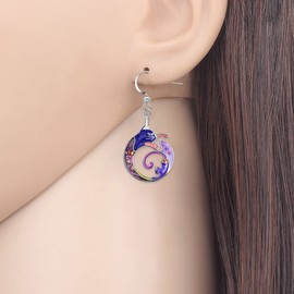 WEVENI Enamel Alloy Hypoallergenic Cat Earrings Dangle for Women Teen Girls Aesthetic Cats Jewelry Gifts (Violet)