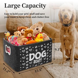 WRINGKIT 3 Pack Felt Dog Toy Bin Basket, Puppy Storage Bin Box with Handles, Collapsible Felt Storage Bin Basket for Dog Toys, Blankets, Pet Supplies Storage, Dog Room Decor
