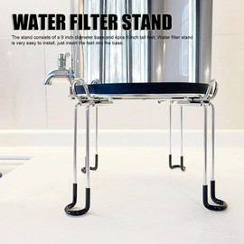 Soporte para filtro de agua, soporte portátil para dispensador de agua con ganchos, soporte de acero inoxidable para mostrador de 6 pulgadas de alto por 9 pulgadas de diámetro