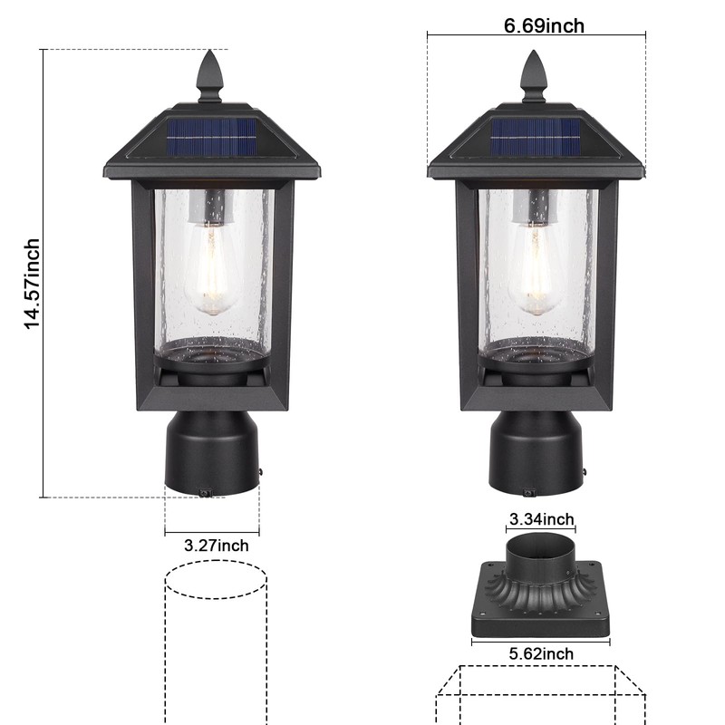 Solar Lamp Post Light, Solar Post Lights Outdoor, Waterproof Anti-Rust
