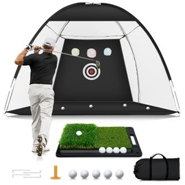 Golf Net with Heavy-Duty Hitting Mat for Indoor & Outdoor Golf Hitting Chipping Swing Driving Practice, Mult-Targets 10x7ft Practice Nets for Backyard Driving, Gifts for Men Dad Husband Golfers