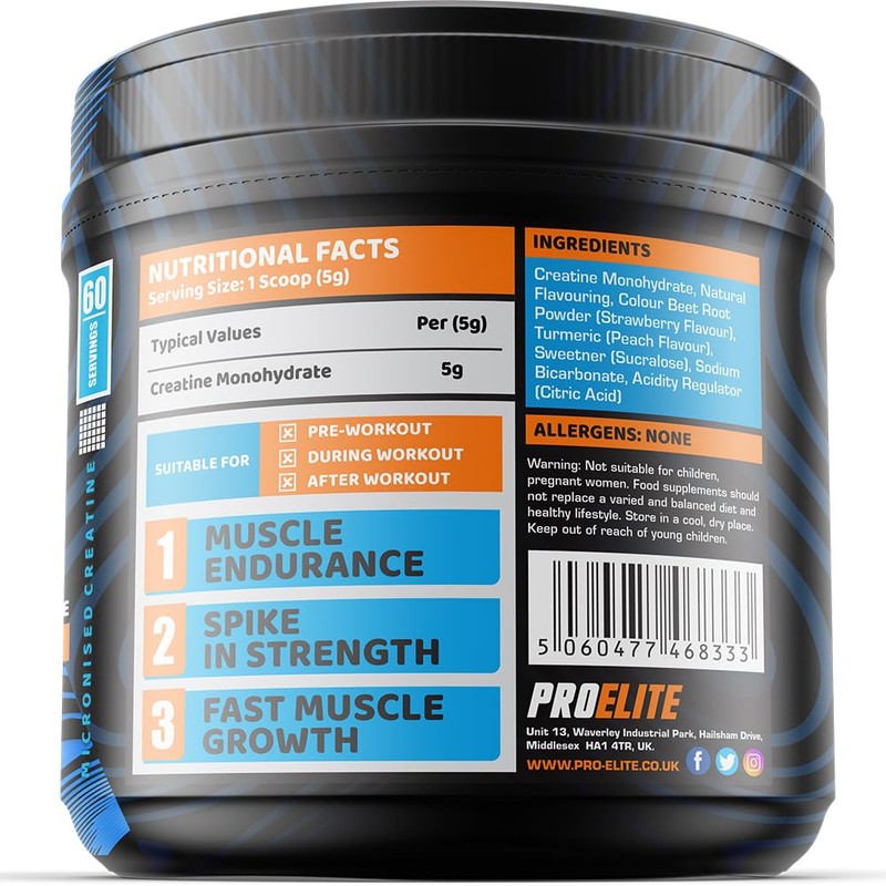 Creatine Monohydrate Powder 300g Micronised Flavoured & Vegan Creatine Powder
