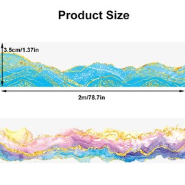 2Pcs Ribbon Washi Tape Set Gold Blue Purple Washi Tape Stickers Decorative Tape PET Tape Aesthetic Washi Tapes PET Tapes Washi Tape for Journaling Scrapbooking Supplies Diy Decoration Stationery