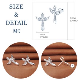 MicLee Earrings studs for women, 925 sterling silver earrings, cross earrings stud, elegant wings and infinity symbol earrings, Inlaid zircon, women's girl's earrings, silver