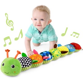 LIGHTDESIRE LIGHTDESIRE Baby Toys Musical Caterpillar,Infant Stuffed Animal Toys with Crinkle and Rattles,Soft Sensory Toys with Textures for Tummy Time Newborn Boys Girls 0 3 6 12 Months(Green)