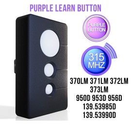 Sears Craftsman Garage Door Opener Remote Replacement for LiftMaster 370LM 371LM 3 Button Transmitter Control Includes Visor Clip Keypad Compatible Program 315mhz with Purple Learn Button