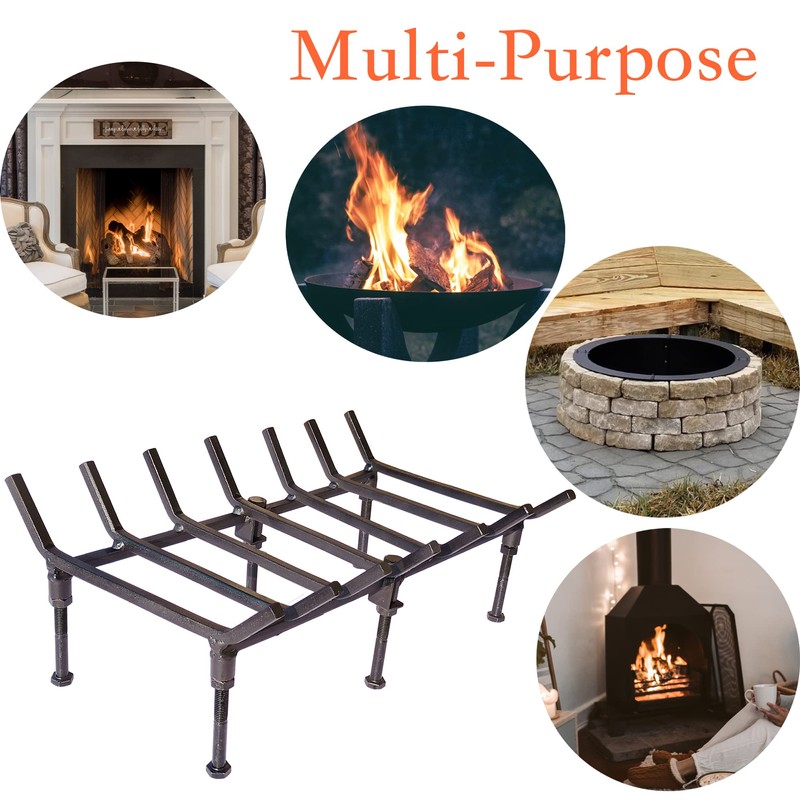 TAFIEDA Fireplace Grate. 24 inches Heavy Duty Solid Steel Fireplace