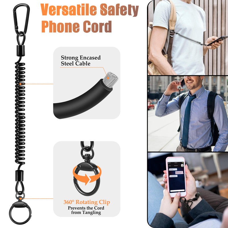 Ominia Retractable Phone Tether Lanyard: Anti-Theft Retractable Cellphone Lanyard with