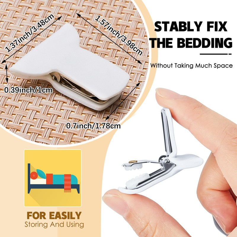 Patelai 12 Pieces Padded Comforter Clips White Duvet Clips Padded