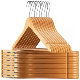 Just Home Collection Ganchos de Madera Premium para Ropa, Set de 50 Piezas | Perchas de Madera Natural, Giro 360°, Acabado Liso sin Veta