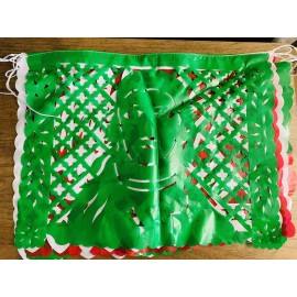 MesaChic 3X Mexican papel picado Plastic banner- LARGE  Tricolor Red White And Green