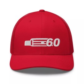 Aggressive Thread 6.0 Power Stroke Hat, Powerstroke Diesel F250 Grille Trucker Cap - Red