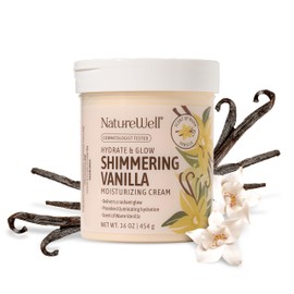 NATURE WELL Shimmering Vanilla Hydrate & Glow Moisturizing Cream For Face & Body, Intensely Nourishing & Softening, Delivers A Sparkling Radiance & Illuminating Hydration, Warm Vanilla Scent, 16 Oz