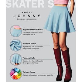 Made By Johnny - Minifalda para mujer básica, versátil, elástica, acampanada, casual, XS-3XL, talla grande, Wb211_light_blue, XXL