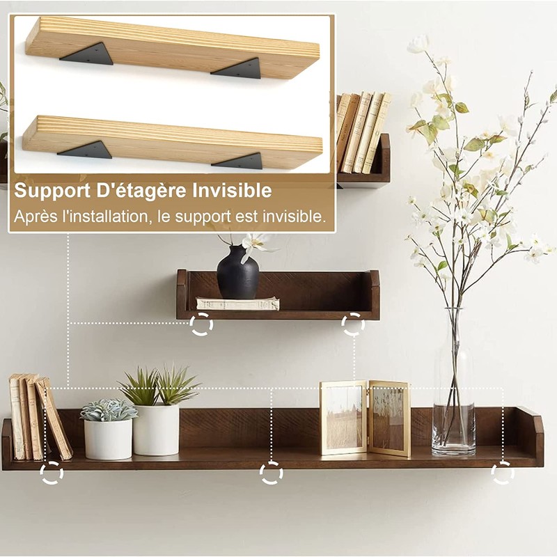 SENENQU Pack of 4 8 cm Floating Shelf Brackets, Invisible