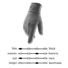 BOODUN Lightweight Sports Gloves Warm Up Running Unisex Thin Walking Gloves for Men and Women with Touch Function L Anti-Rutsch Grau