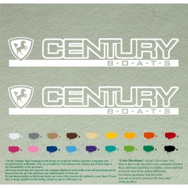 Pair of Century Boat Compatible Replacement Restoration Decals Vinyl Stickers Outboard Motor Set of 2 (18", White 010)