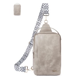 Telena Large Crossbody Bags for Women, PU Leather Sling Bag Fanny Packs for Women Cross Body with Hands Carry Strap Grey