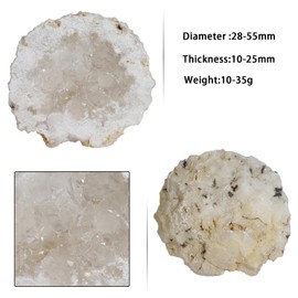 Nupuyai Nupuyai 2pcs Angel Aura Quartz Geode Stone, Titanium Coated Natural Rock Crystal Cluster Specimen for Reiki Healing Home Decor 10-35g, White