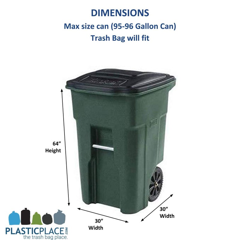 Plasticplace 95-96 Gallon Trash Bags │ 2.0 Mil │ Black