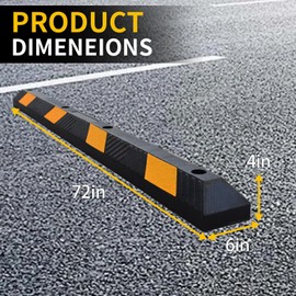 BESEA 2pcs Curb Parking Stoppers for Garage Bumpers Parking car - 72" Length 4" High Heavy Duty Rubber Wheel Stopper for Vehicles Truck Driveway Help Your Cars Parking Stop Perfectily(2pack)