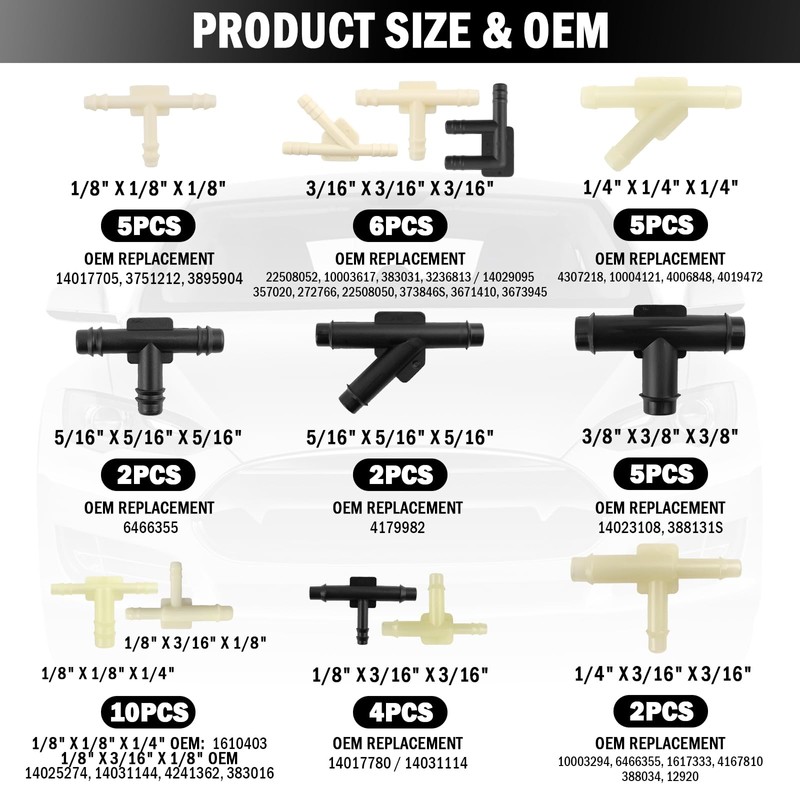 91PCS Car Vacuum Line Connectors Kit,Automotive Vacuum Hose Connector Assortment