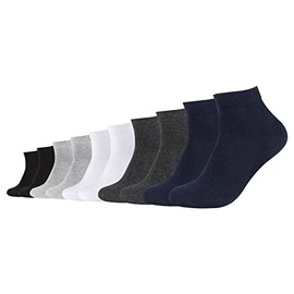 Camano CA-Soft Unisex Socks Organic Cotton Quarter Pack of 10 for Women Men 35-38 39-42 43-46 Black Grey Blue, Navy Mix (5997)