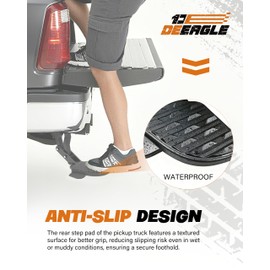 DEEAGLE Aluminum Rear Bed Step Compatible with 2019-2026 Ram 2500 3500, Replaces 82215842AI 82215842AG,350 LBS Heavy Duty Truck Tailgate Bed Step Retractable Bumper Foldable Pickup Bedstep