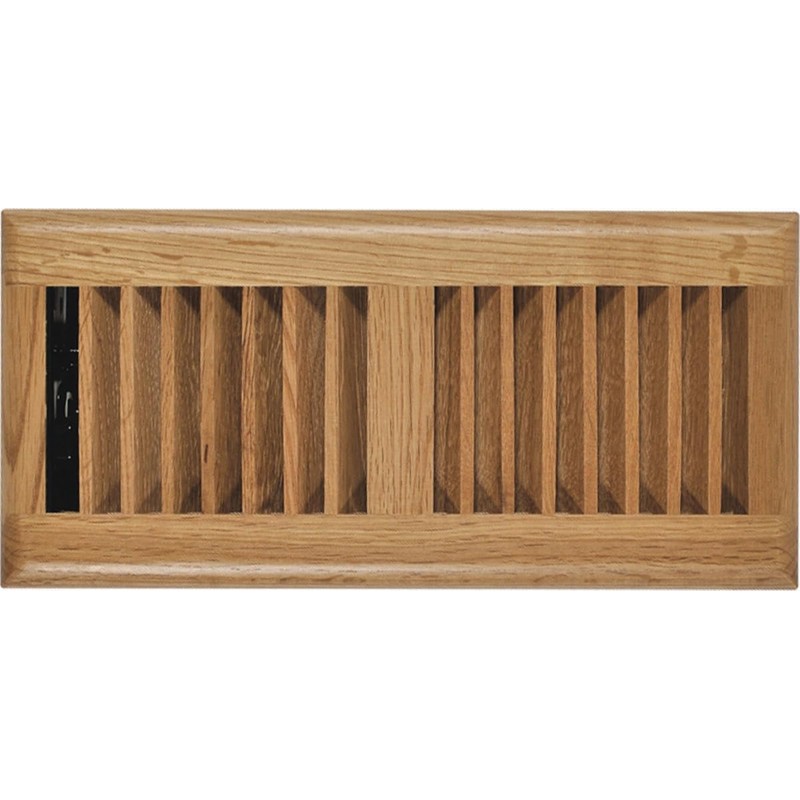 Floor Register, Oak Louvered Hardwood, 4 x 12-In.
