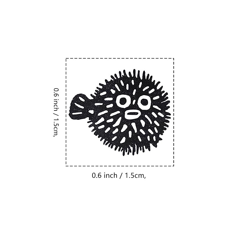 Puffer Fish Rubber Stamp, 3/5 Inch Small Mini Stamp for