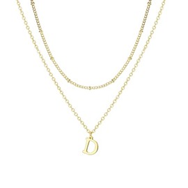 iF YOU Gold Initial Necklaces for Women, 14K Gold Plated Dainty Gold Layered Initial Necklace Jewelry for Women Birthday Gifts (1-1-4)