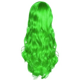 Rbenxia Curly Cosplay Wig Long Hair Heat Resistant Spiral Costume Wigs Anime Fashion Wavy Curly Cosplay Daily Party Grass Green 32" 80cm