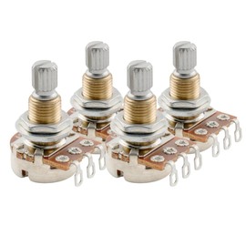Musiclily Pro Brass Thread Mini Metric Sized A250K Guitar Pots Audio Taper Potentiometers for Electric Guitar or Bass (Set of 4)